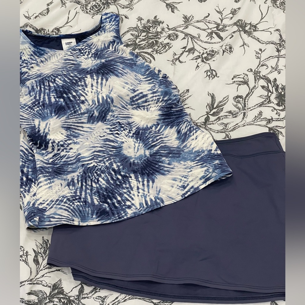 Lands' End Blue and White Bikini Set